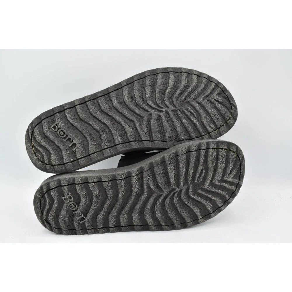 Born Mens Size 8 Leeward Black Full Grain Leather Slip On Slide‎ Sandals Shoes